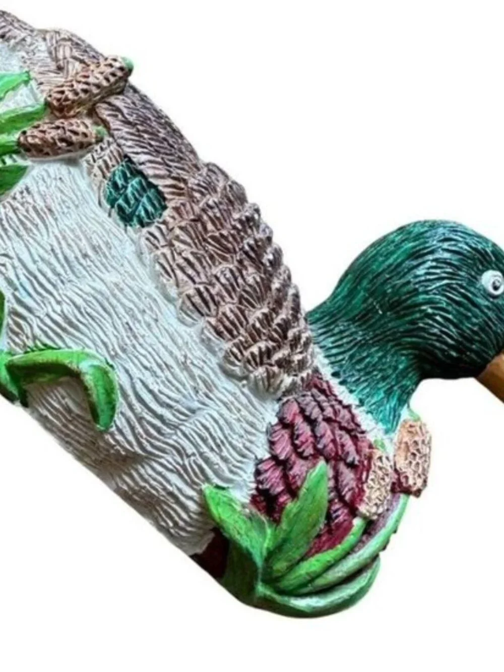 🦆VTG 90s Russ Reel Life Mallard Duck Decorative Statue Office Paperweight Decor